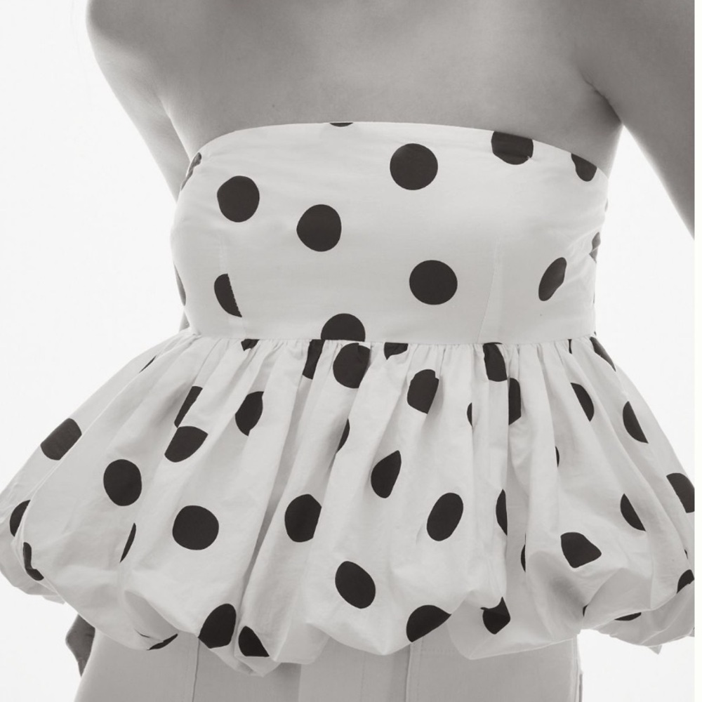 NWT Anthropologie Maeve Polka Dot Bubble Women's Top removable straps - Large